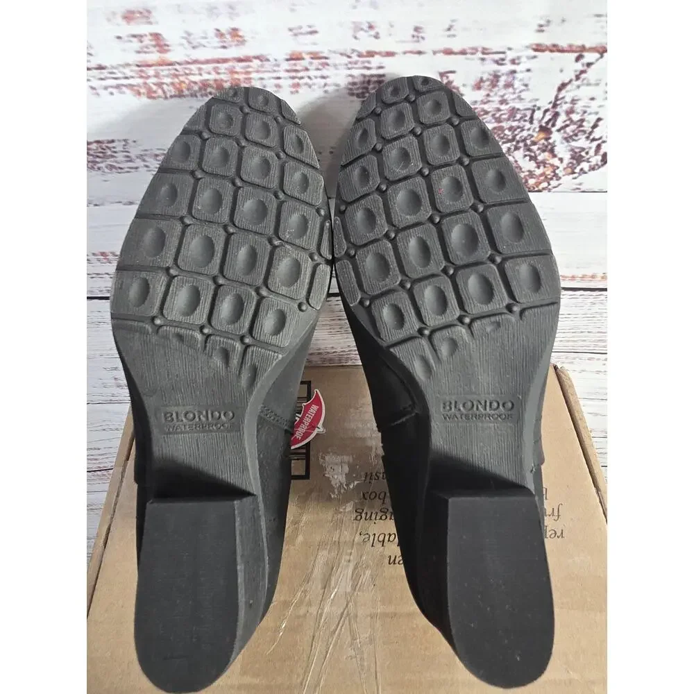 Blondo Waterproof Black  Ankle Boots Women's Size 6 SIde zip low heel booties